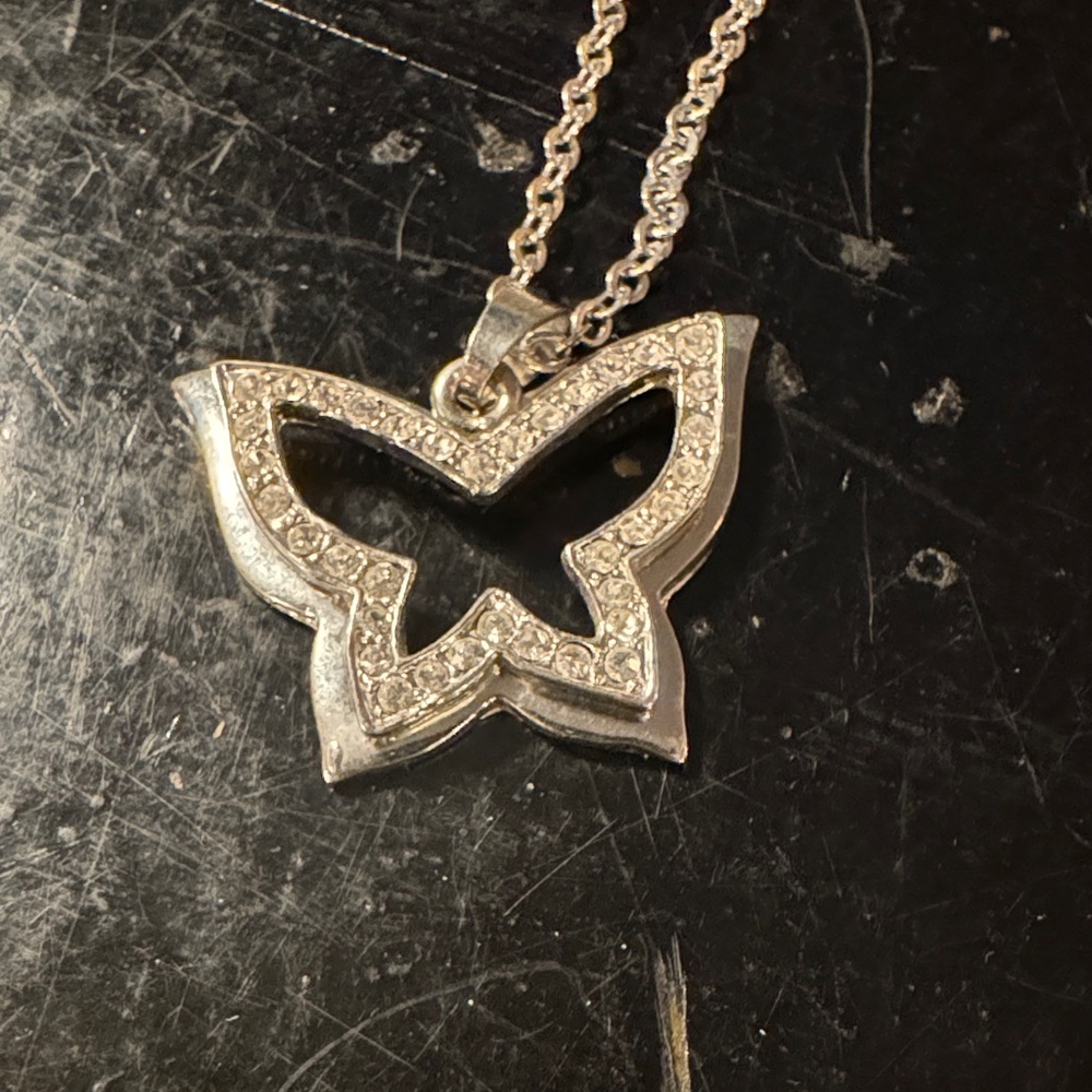 Silver Butterfly Pendant Necklace - Picture 2 of 2